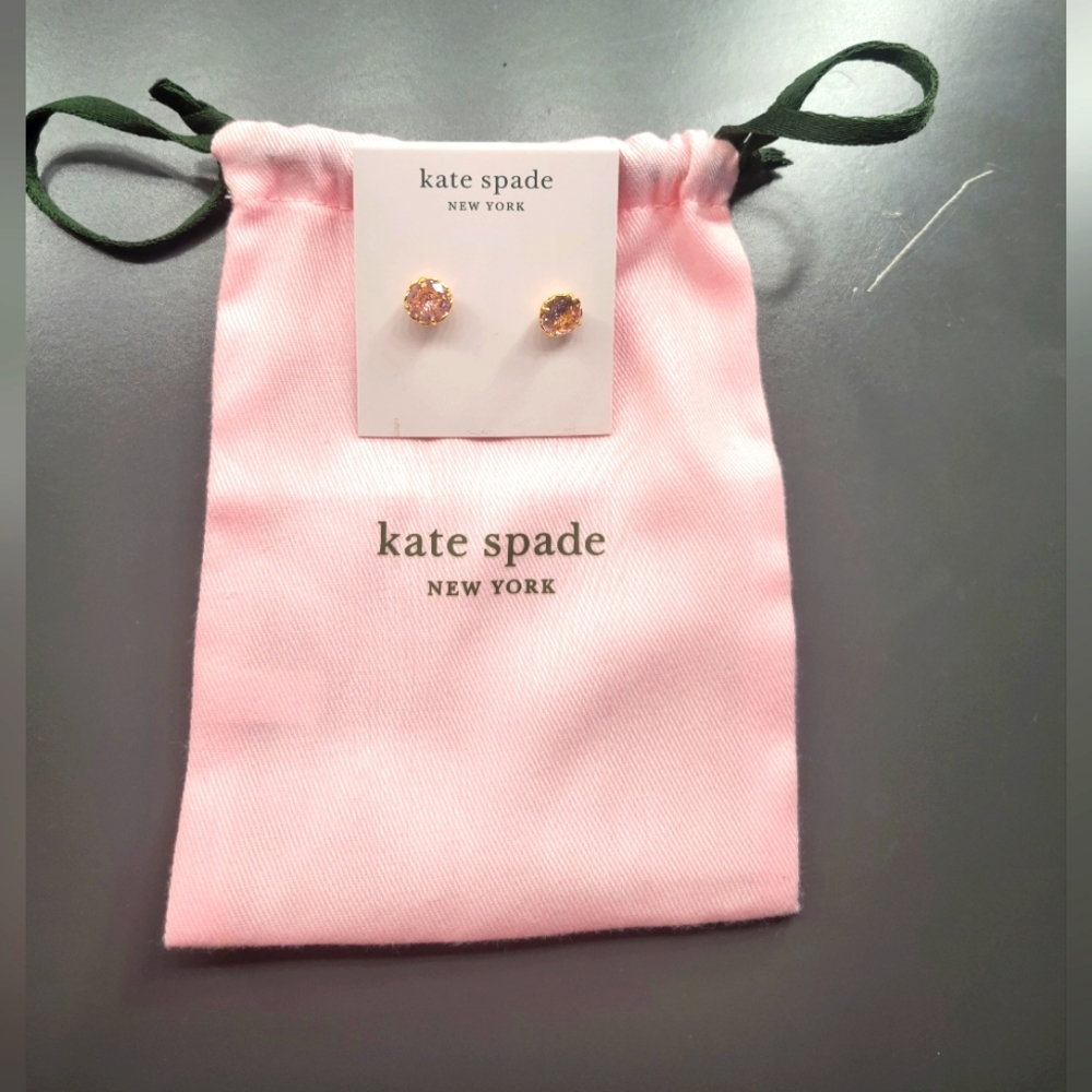 Kate Spade Brilliant Statement Studs Pink Gold Tone